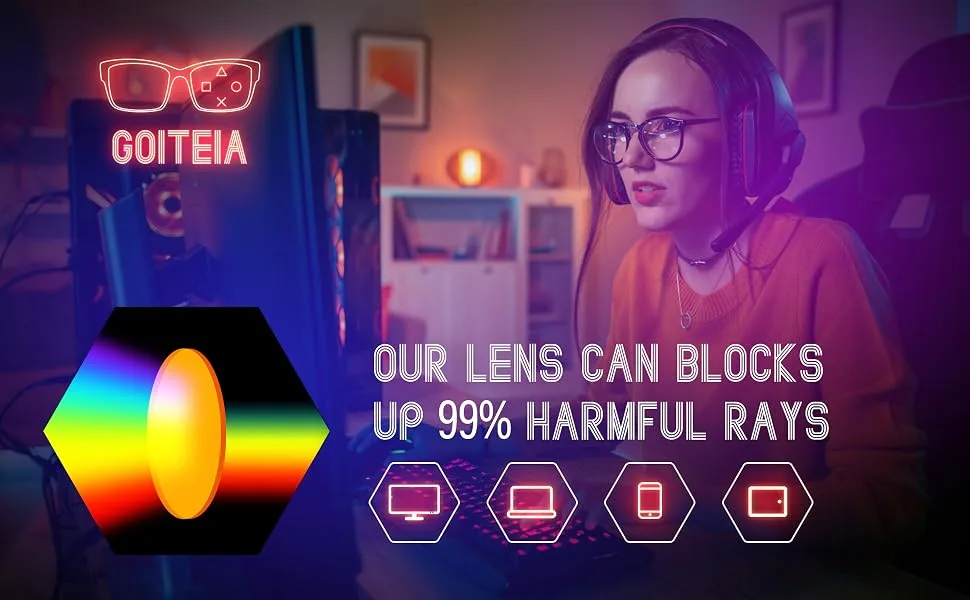 Goiteia Blue Light Blocking Clip On Glasses|Computer and Gaming Clip On Eyeglasses for Better Night Sleep|Anti Eye Strain 99.9% Orange(better Sleep) - Blocks up 99 harmful rays