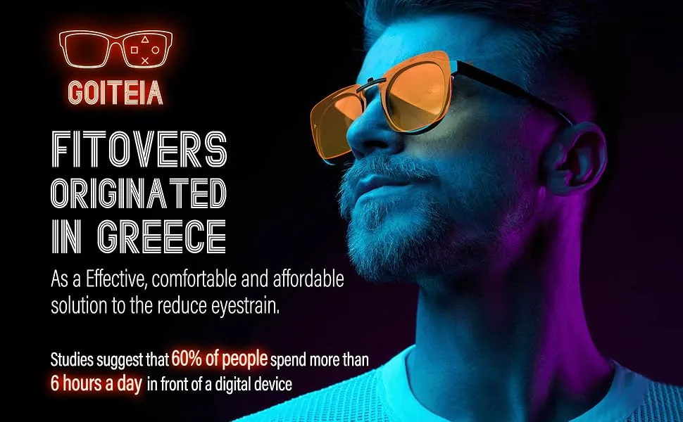 Goiteia Blue Light Blocking Clip On Glasses|Computer and Gaming Clip On Eyeglasses for Better Night Sleep|Anti Eye Strain 99.9% Orange(better Sleep) - Goiteia Blue Light Filter Gaming Glasses Clips-Orange-1