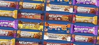 Battle Bites High Protein Bar 12 x 62 g Low Carb Protein Bars - Glazed Sprinkled DOnut Glazed Sprinkled Donut 12 Count (Pack of 1) - dynabar