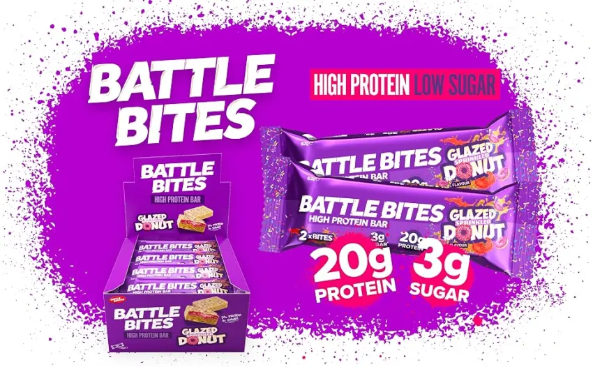 Battle Bites High Protein Bar 12 x 62 g Low Carb Protein Bars - Glazed Sprinkled DOnut Glazed Sprinkled Donut 12 Count (Pack of 1) - glazed