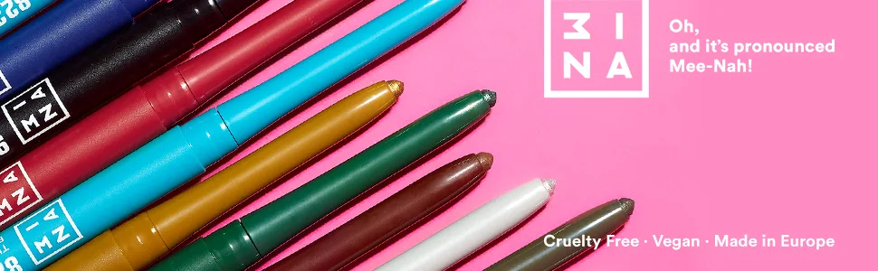 3INA MAKEUP - The 24H Automatic Eye Pencil 739 - Green - Long Lasting Eyeliner - Waterproof - Highly Pigmented Formula - Creamy Texture - Sharpener & brush - Precise Tip - Vegan - Cruelty Free - halloween gift present carnival mother