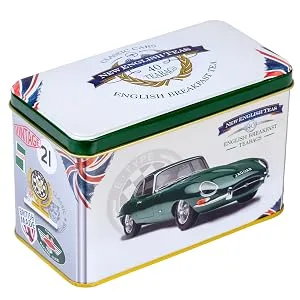 New English Teas Jaguar E-Type Tea Tin with 40 English Breakfast Teabags Earl Grey 1 Count (Pack of 1) - jaguar e type gift