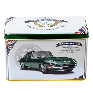New English Teas Jaguar E-Type Tea Tin with 40 English Breakfast Teabags Earl Grey 1 Count (Pack of 1) - jaguar tea tin