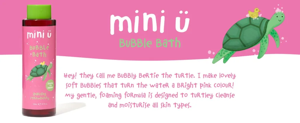 Mini U Sparkling Strawberry Bubble Bath for Babies & Kids - Pink Sparkling Strawberry (Pack of 1) - strawberry bubble bath