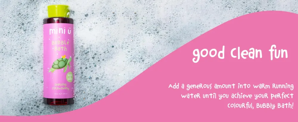 Mini U Sparkling Strawberry Bubble Bath for Babies & Kids - Pink Sparkling Strawberry (Pack of 1) - strawberry bubble bath