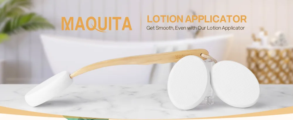 MAQUITA Back Cream Applicator 2 in 1 Body Brush Long Range Handle with 3 Pads Back Brush Convenient for Self-Application Portable Travel Back Scrubber - product information 3