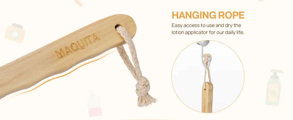 MAQUITA Back Cream Applicator 2 in 1 Body Brush Long Range Handle with 3 Pads Back Brush Convenient for Self-Application Portable Travel Back Scrubber - product information 6