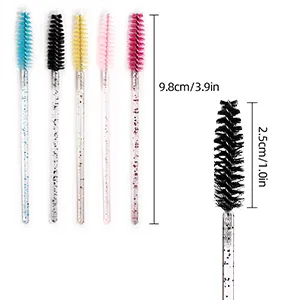 MSQ 60 PCS Disposable Eyelash Brushes Lightweight Disposable Mascara Wands - 10cm Long Eyelash Spoolies for Lash Extensions Eyebrows Contouring and Makeup (Multi-Colored) - 55555