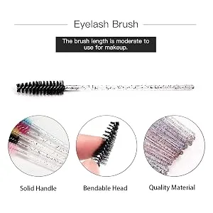MSQ 60 PCS Disposable Eyelash Brushes Lightweight Disposable Mascara Wands - 10cm Long Eyelash Spoolies for Lash Extensions Eyebrows Contouring and Makeup (Multi-Colored) - 77777