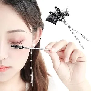 MSQ 60 PCS Disposable Eyelash Brushes Lightweight Disposable Mascara Wands - 10cm Long Eyelash Spoolies for Lash Extensions Eyebrows Contouring and Makeup (Multi-Colored) - 888888