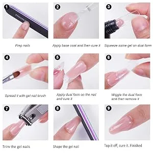 BNG Dual Forms System Flat Square Full Cover Poly Nail Gel Extension Mold Tips with Clips Style A - product information 21