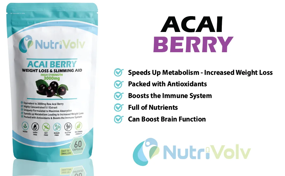 Acai Berry 3000mg Weight Loss Supplements | Slimming Aid | Diet | Fat Burner | 60 Capsules - Acai Berry Info