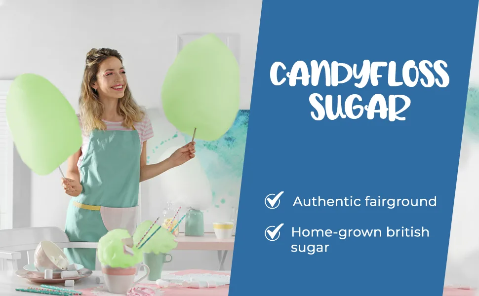 Baking Beauty and Beyond Premium Floss Sugar for Cotton Candy - Floss Sugar with Natural Ingredients for all Occasion Bulk Floss Sugar 400g - Apple - Cotton Candy Floss Sugar