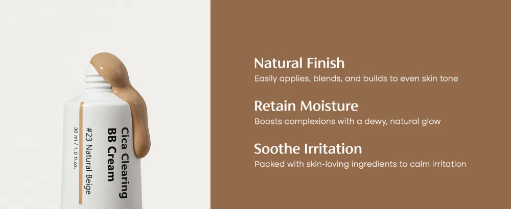 PURITO Cica Clearing BB Cream #31 Deep Warm 1 fl.oz / 30ml Vegan bb cream foundation cruelty free - Main Benefits