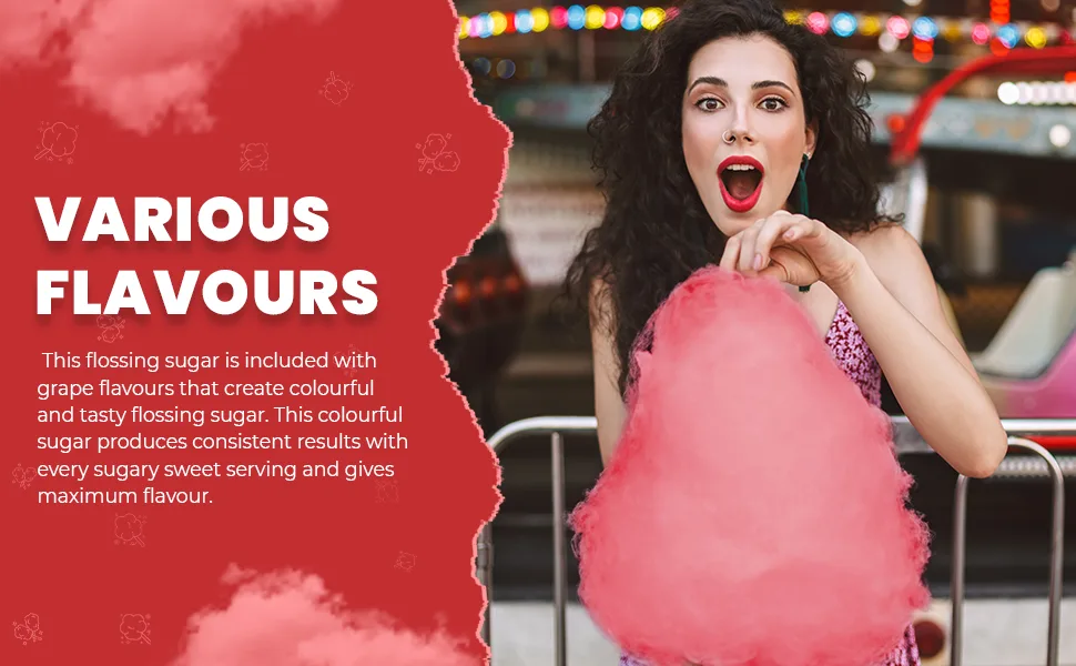 Baking Beauty & Beyond Premium Floss Sugar for Cotton Candy - Cotton Candy Flossing Sugar with Natural Ingredients Perfect for Every Occasion Bulk Floss Sugar 400g - Grape Flavour - Cotton Candy Floss Sugar