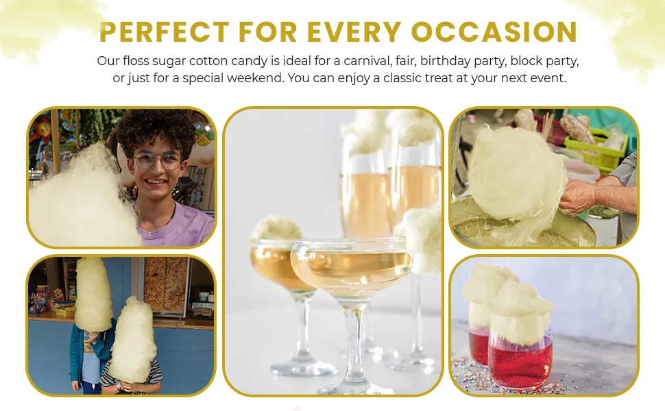 Baking Beauty and Beyond Premium Floss Sugar for Cotton Candy - Floss Sugar with Natural Ingredients for all Occasion Floss Sugar 400g - Prosecco - Cotton Candy Floss Sugar
