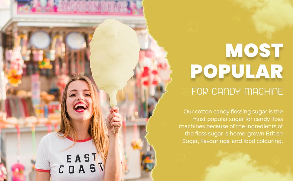 Baking Beauty and Beyond Premium Floss Sugar for Cotton Candy - Floss Sugar with Natural Ingredients for all Occasion Floss Sugar 400g - Prosecco - Cotton Candy Floss Sugar