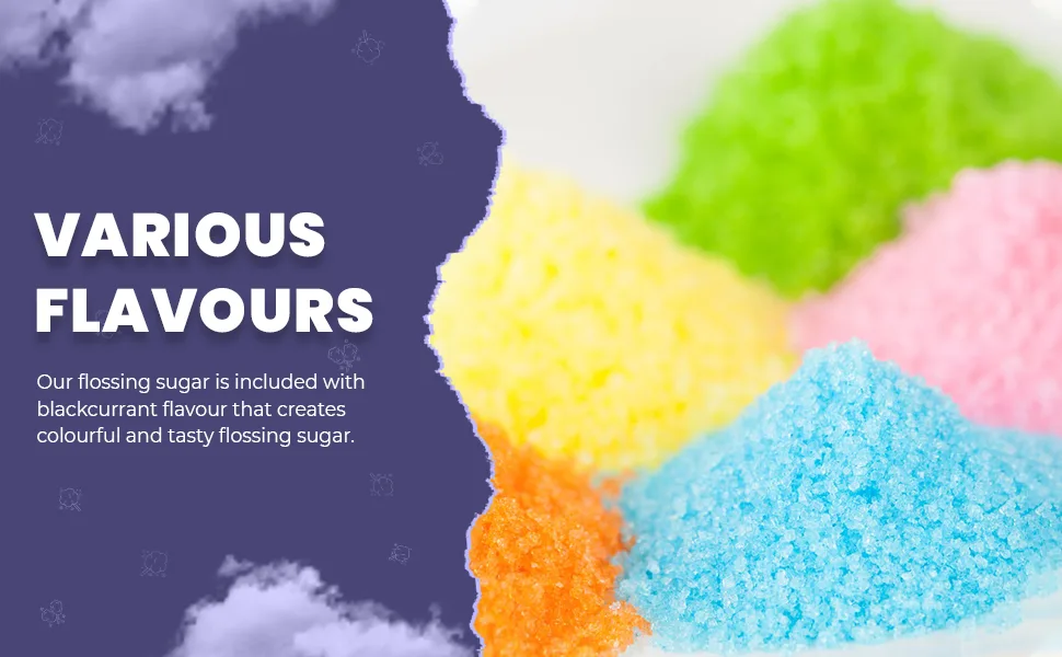 Baking Beauty and Beyond Premium Floss Sugar for Cotton Candy - Cotton Candy Flossing Sugar with Natural Ingredients Perfect for Every Occasion Bulk Floss Sugar 400g - Blackcurrant Flavour - Cotton Candy Floss Sugar