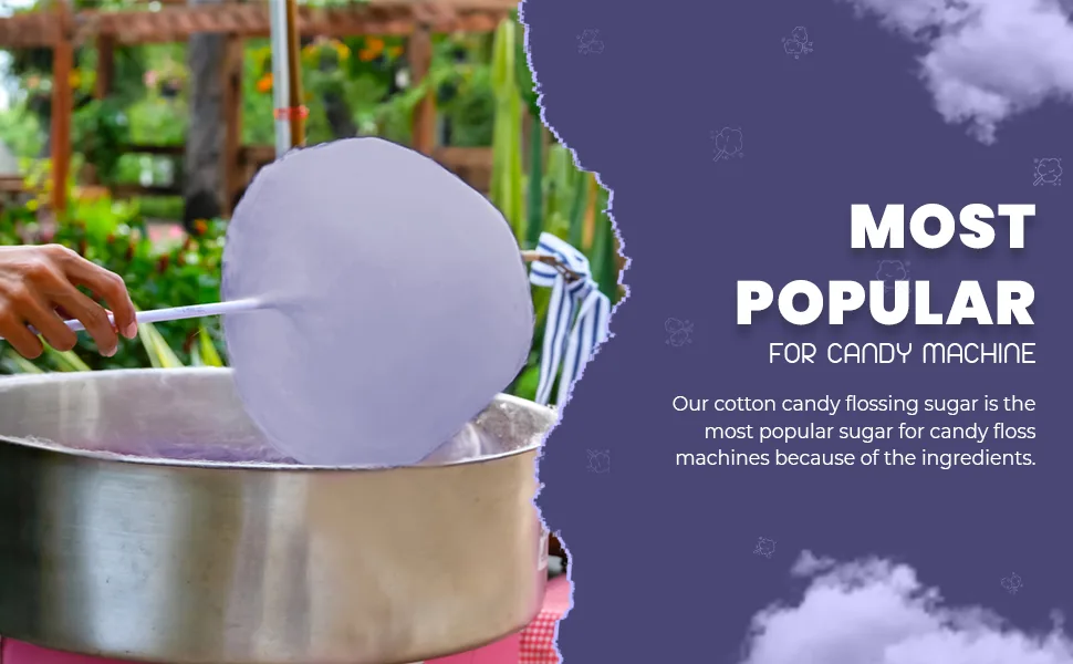 Baking Beauty and Beyond Premium Floss Sugar for Cotton Candy - Cotton Candy Flossing Sugar with Natural Ingredients Perfect for Every Occasion Bulk Floss Sugar 400g - Blackcurrant Flavour - Cotton Candy Floss Sugar