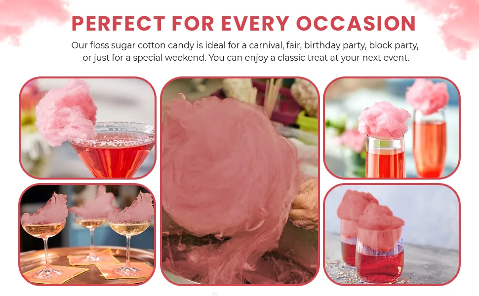 Baking Beauty & Beyond Premium Floss Sugar for Cotton Candy - Cotton Candy Flossing Sugar with Natural Ingredients Perfect for Every Occasion Bulk Floss Sugar 400g - Cosmopolitan Flavour - Cotton Candy Floss Sugar