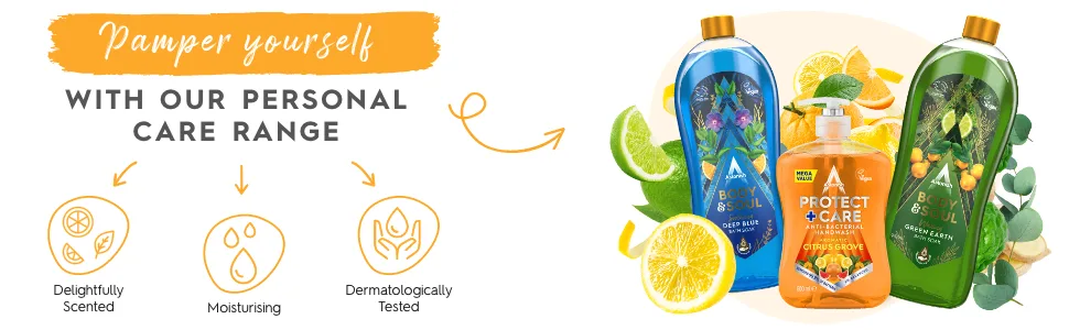 Astonish Protect and Care Kind to Skin Moisturising Anti-Bacterial Hand Wash Soap Citrus Grove 650ml - Citrus personal range