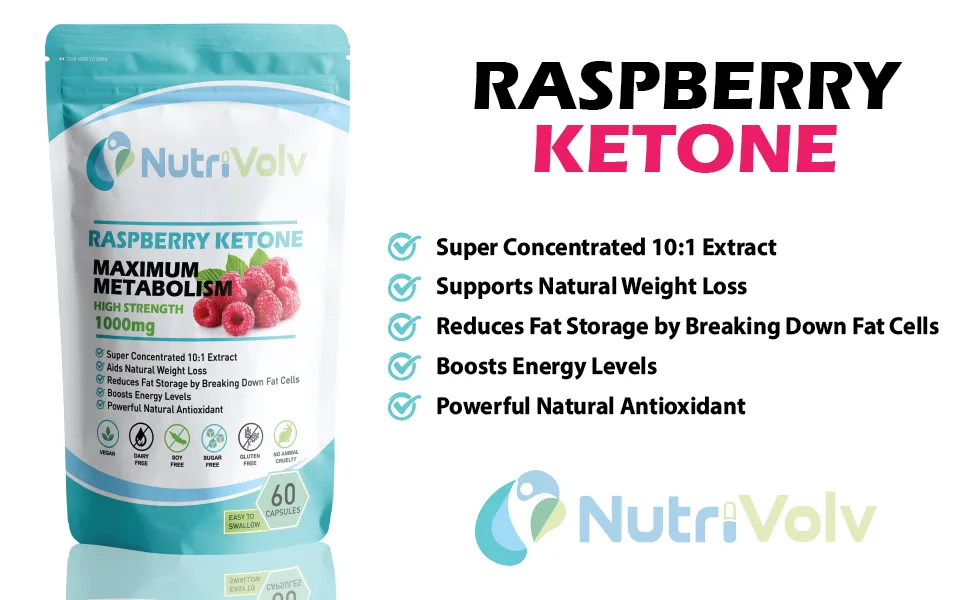 Pure 100% Raspberry Ketones 1000mg Per Serving Powerful Weight Loss Supplement that Provides Energy Boost Metabolism | 60 Capsules - Raspberry Ketone Info