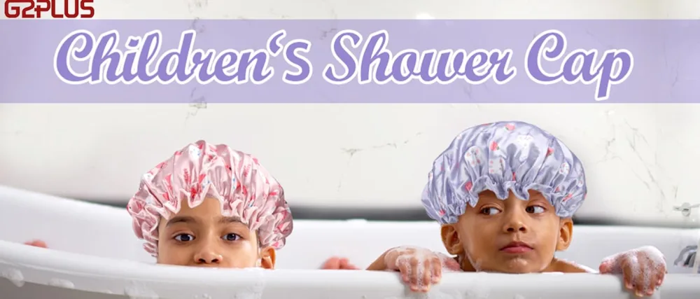 G2PLUS 2PCS Elastic Kids Bath Caps Double layer Baby Bathing Shower Caps Reusable Children Waterproof Cartoon Hat for Kids Pink and Purple - Elastic Kids Bath Caps