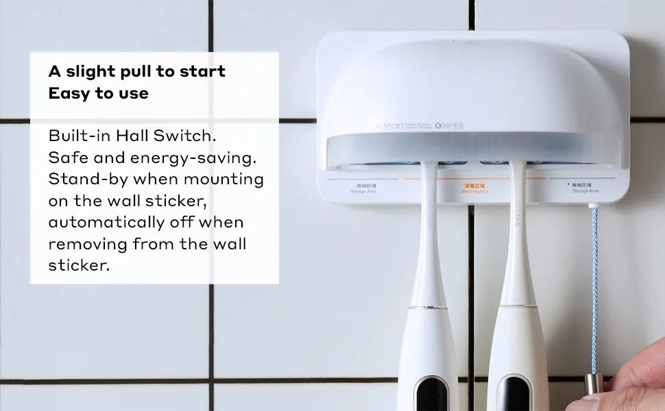 Oclean S1 Toothbrush UVC Steriliser UVC-LED Safe Sterilisation 99.9 Percent High Sterilising Rate Auto-sterilising - White One Size - s1 2
