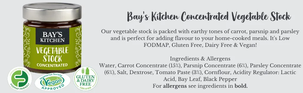 Bay's Kitchen Concentrated Vegetable Stock Gluten & Dairy Free Low FODMAP & Vegan - product information 8