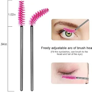 50 PCS Disposable Eyelash Brushes Mascara Wands Eye Lash Eyebrow Extensions Brush Applicator Cosmetic Makeup Brush Tool Kits for Eyebrows Fake Eyelashes 0Rose Red - product information 12