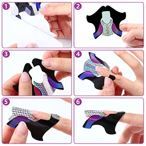 BNG 100Pcs Nail Forms Sticker Acrylic Extension Guide Tips Nail Art UV Gel Manicure Design Paper Tools Forms for Gel C(100pcs) - How to Use