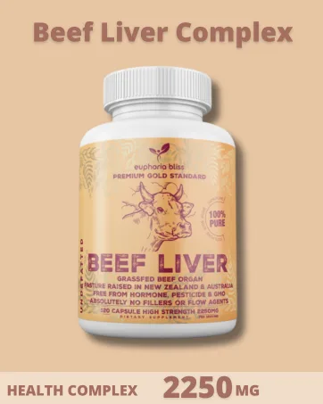 Euphoria Bliss Bone Broth Powder 500g | Sweden Grass Fed | No Hormones or Additives | Unflavoured High Grade Beef Bone Broth | Kosher & Halal - Grass-Fed Beef Liver Capsules