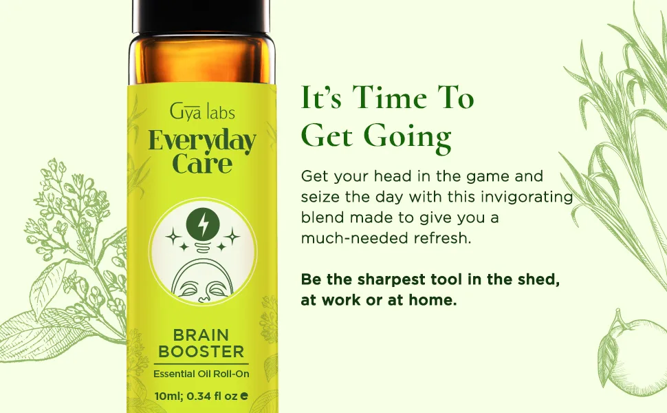 Gya Labs Brain Booster Essential Oil Roll On (10ml) - Herbaceous Earthy Scent Brain Booster (Roll On) 10.00 ml (Pack of 1) - product information 10