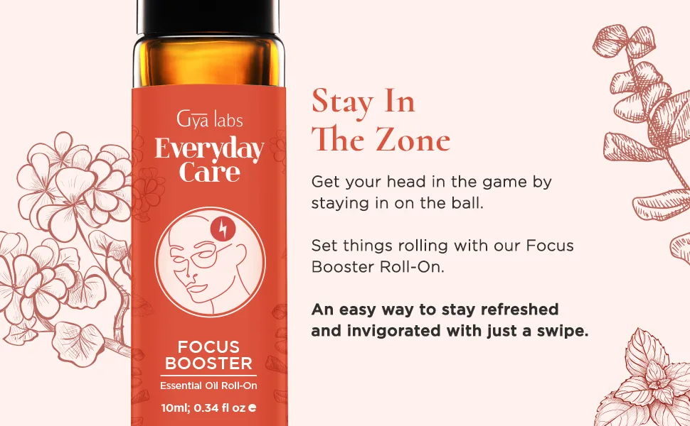 Gya Labs Focus Booster Essential Oil Roll-On (10ml) - Fresh Minty Scent Focus Roll On Focus Booster (Roll On) 10.00 ml (Pack of 1) - product information 10