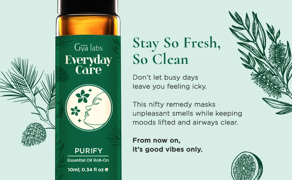 Gya Labs Purify Essential Oil Roll-On (10ml) - Fresh Cleansing Scent Purify (Roll On) 10.00 ml (Pack of 1) - product information 10