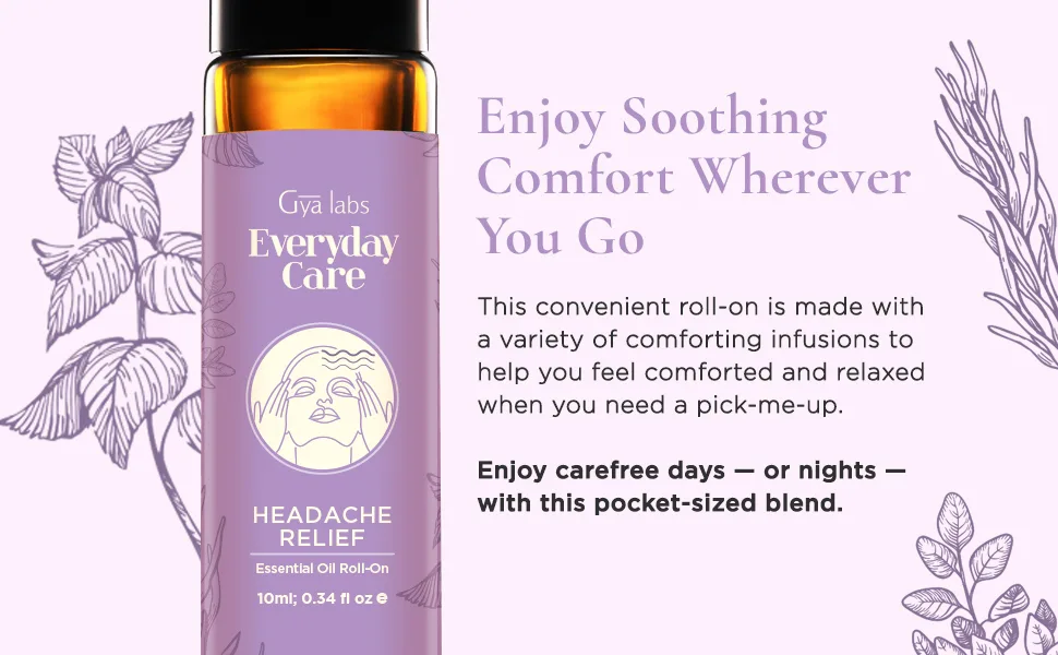Gya Labs Headache Relief Essential Oil Roll-On (10ml) - Fresh Relaxing Scent Headache Relief (Roll On) 10.00 ml (Pack of 1) - product information 10