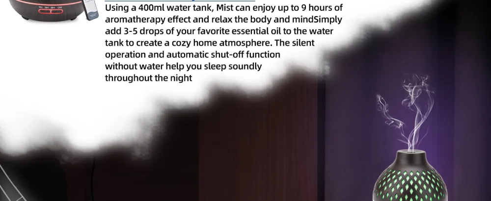 SPLITSKY 400ML Oil Diffuser Aroma Diffuser with Remote Control Essential oil diffusers Air scent Humidifier Electric Nebulizer with 7 LED Light Colors for Bedroom Home Dark - product information 18