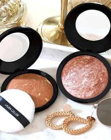 LAURA GELLER NEW YORK Baked Bronze-N-Brighten Bronzer Powder - Medium - Natural Bronze Glow 02 Medium - model
