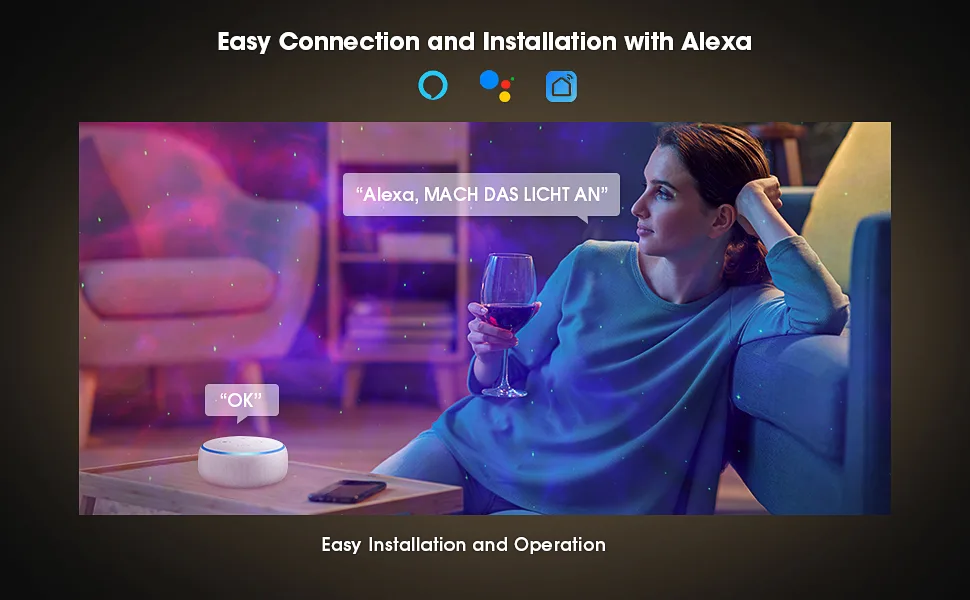 SUPPOU LED WiFi Galaxy Projector Smart Night Light Kids Adults 3D Star Projector Light with RGB Adjustment/Voice Control/WiFi/Timer Compatible Alexa Google Assistant for Room Decor (White) - product information 8