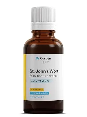 Dr Corbyn St. John's Wort Tincture Drops with Vitamin C - 50ml | St. John's Wort Liquid Extract Enriched with Vitamin C | Highly Absorbable & Alcohol Free - STJ tincture with vitamin C