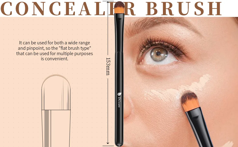 DUcare 2Pcs Foundation Brush and Concealer Brush Set Professional Flat Top Kabuki Brush for Face Synthetic Liquid Blending Mineral Powder Makeup Tools 2Pcs Black - product information 21