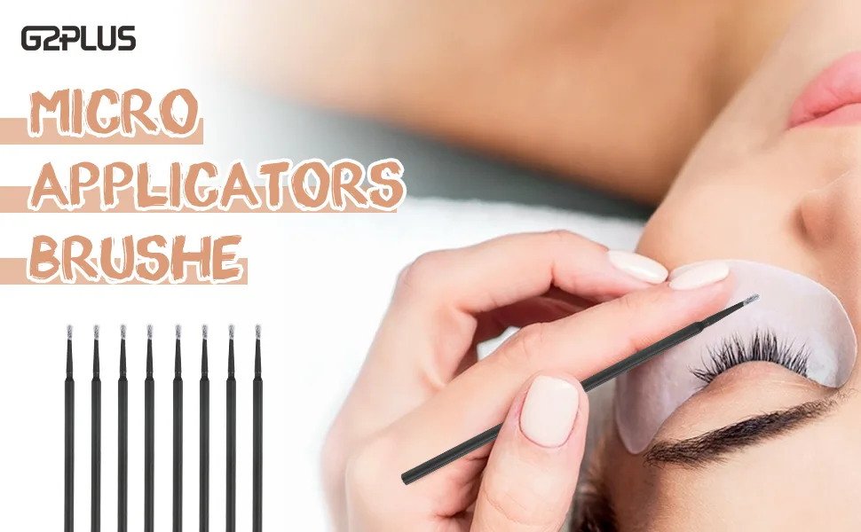 G2PLUS 400PCS Micro Applicators Brushes Black Disposable Disposable Micro Applicators Eyelash Extension Swabs for Eyelashes Extensions Crafting - Micro Applicators Brushes