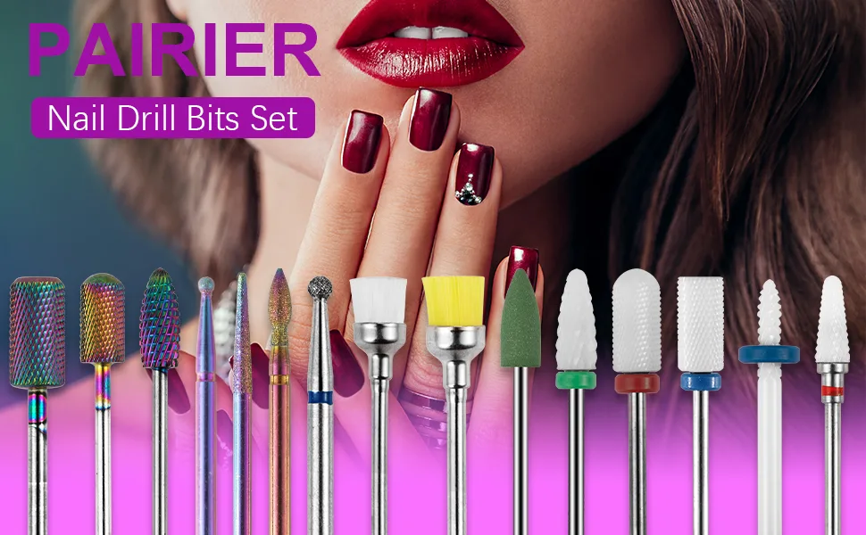 PAIRIER Nail Drill Bits Set 15pcs 3/32" Tungsten Carbide Electric Nail Files Electric Manicure Set for Manicure Pedicure - product information 7