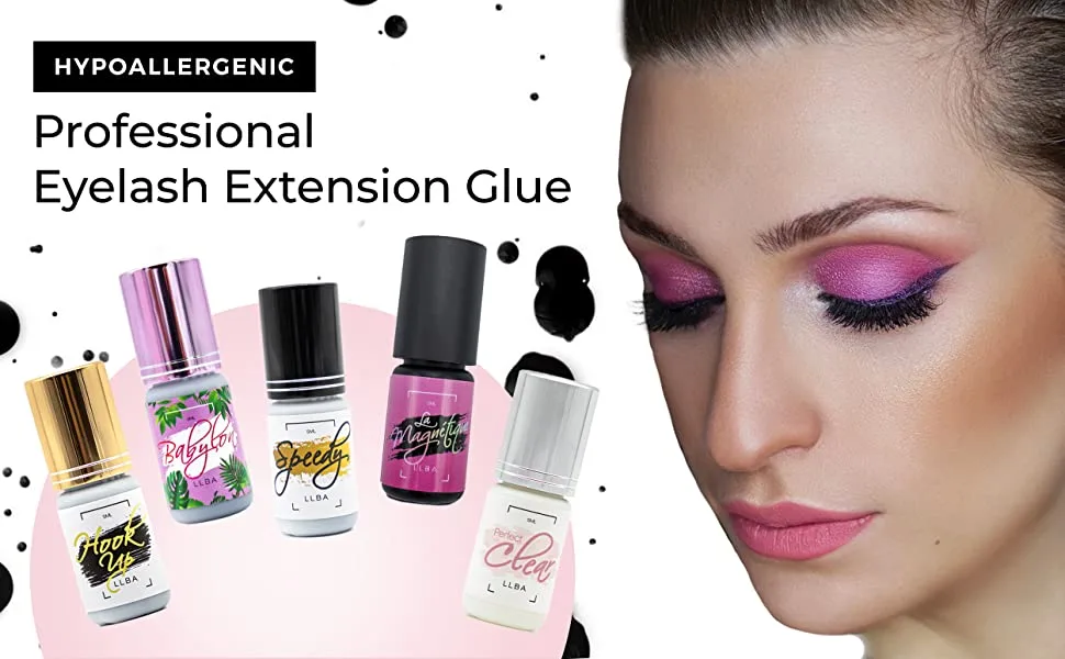 LLBA Eyelashes Glue for Professional - Clear & Black Adhesive | Multi Selctions for Drying Time 0.5-3 Sec | 0.17fl.oz - 5ml | Extra Strong Adhesive for Lash Extensions | Retention 7-8 Weeks (Speedy) - eyelash extension glue