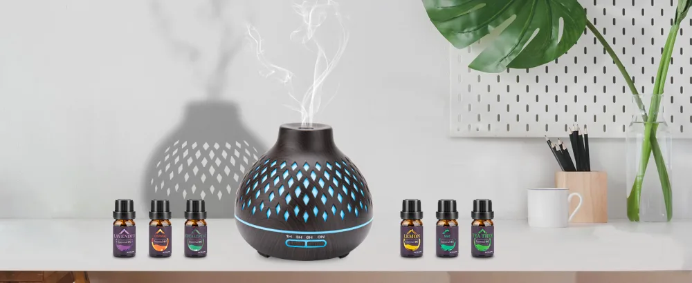 SPLITSKY 400ML Essential Oil Diffuser with 6*essential oil electric remote control aroma Air diffuser Humidifier with Waterless Auto-Off 7 LED Light Colors for Bedroom home Dark-6 - product information 17