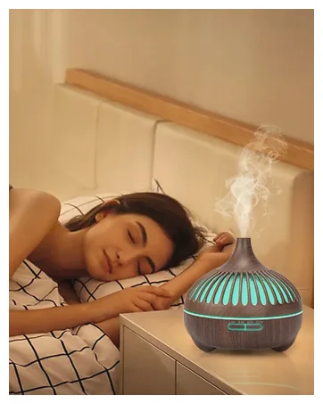 Essential Oil Diffuser Diffusers for Home Oil Diffuser Aroma Diffuser with 6 Essential Oil Sets 7 Color Mood Lights 4 Timer Settings for Home Bedroom Office Yoga (dark brown) - 550 ML oil diffuser