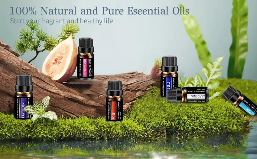 Essential Oil Diffuser Diffusers for Home Oil Diffuser Aroma Diffuser with 6 Essential Oil Sets 7 Color Mood Lights 4 Timer Settings for Home Bedroom Office Yoga (dark brown) - oil diffuser