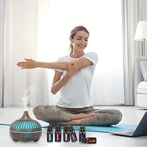 Essential Oil Diffuser Diffusers for Home Oil Diffuser Aroma Diffuser with 6 Essential Oil Sets 7 Color Mood Lights 4 Timer Settings for Home Bedroom Office Yoga (dark brown) - oil diffuser