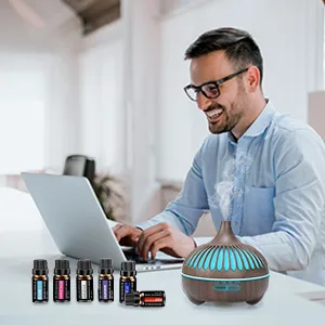 Essential Oil Diffuser Diffusers for Home Oil Diffuser Aroma Diffuser with 6 Essential Oil Sets 7 Color Mood Lights 4 Timer Settings for Home Bedroom Office Yoga (dark brown) - oil diffuser