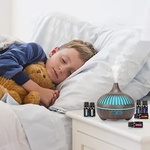 Essential Oil Diffuser Diffusers for Home Oil Diffuser Aroma Diffuser with 6 Essential Oil Sets 7 Color Mood Lights 4 Timer Settings for Home Bedroom Office Yoga (dark brown) - oil diffuser